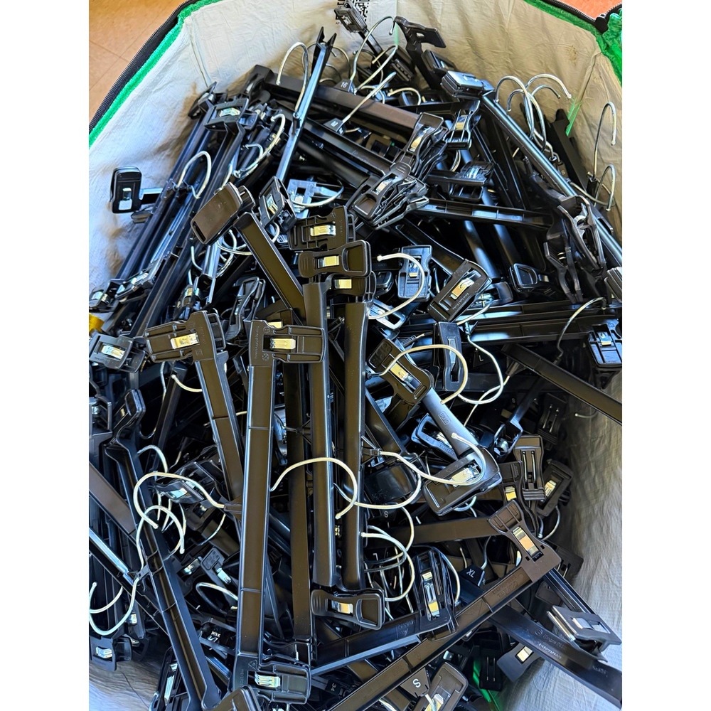 50 Black Pants Hangers Plastic/Metal Adjustable Clips for Bottom/Skirt 11-12"